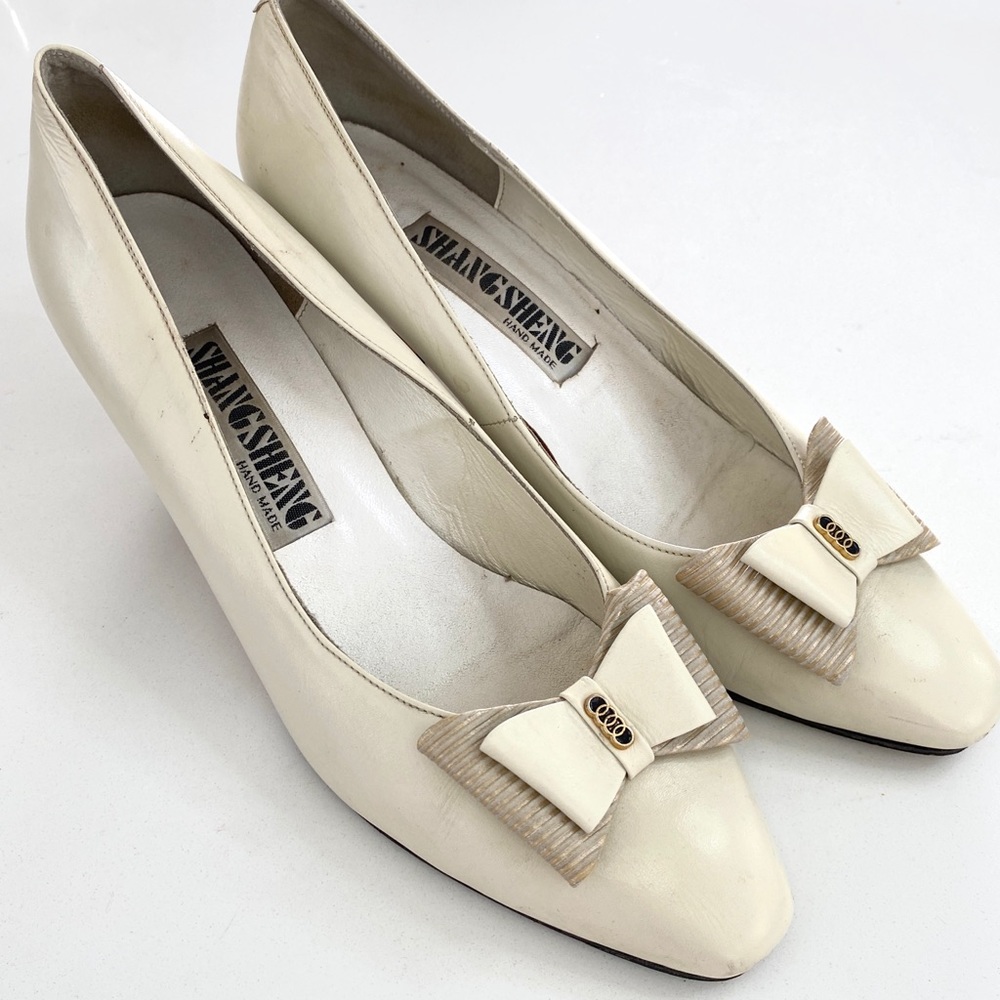 Rare 80s Shang Sheng Handmade Kitten Heels Sz 7